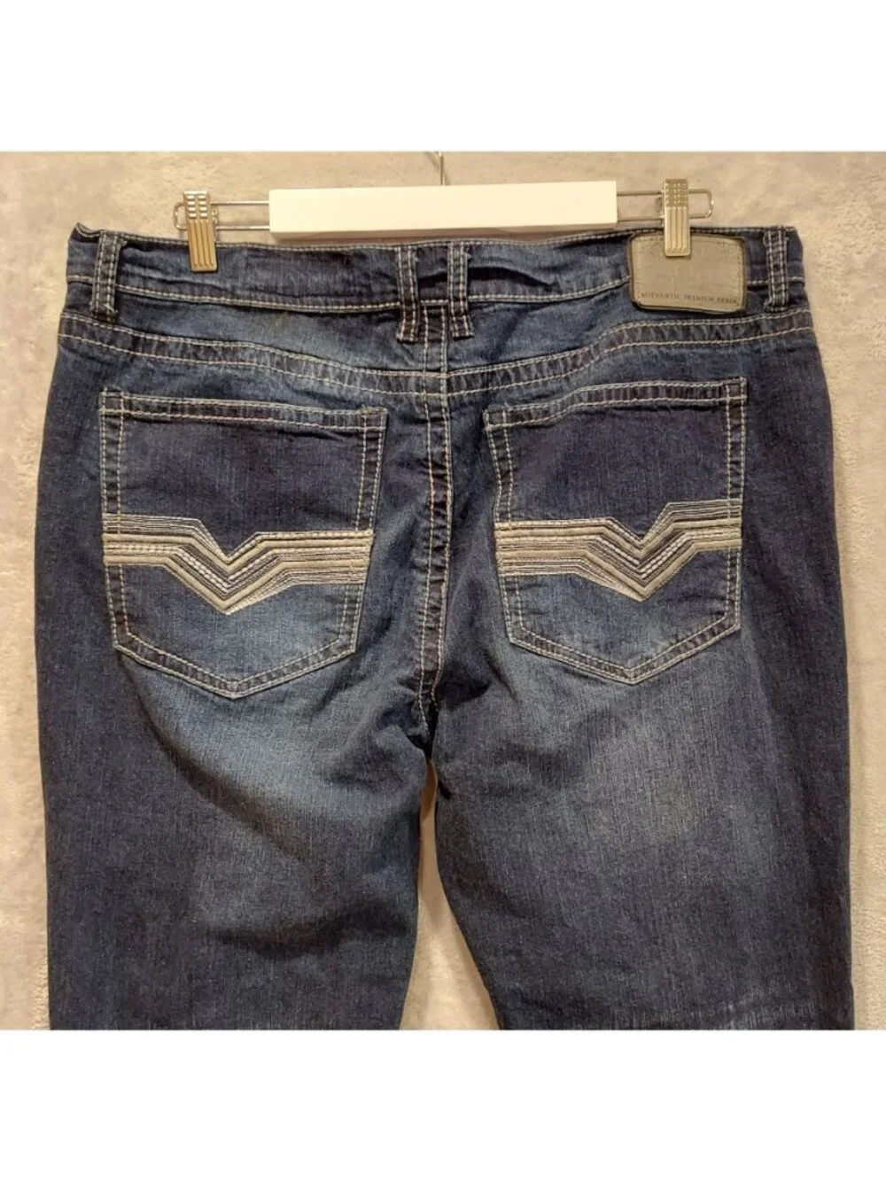 Faded Glory Jeans Men 38x32 straight leg dark wash embellished pocket dad work